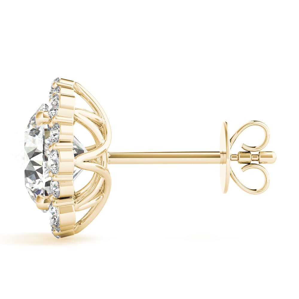 Floral Halo Studs Earrings (0.2 ct. tw.), Side view in yellow gold
