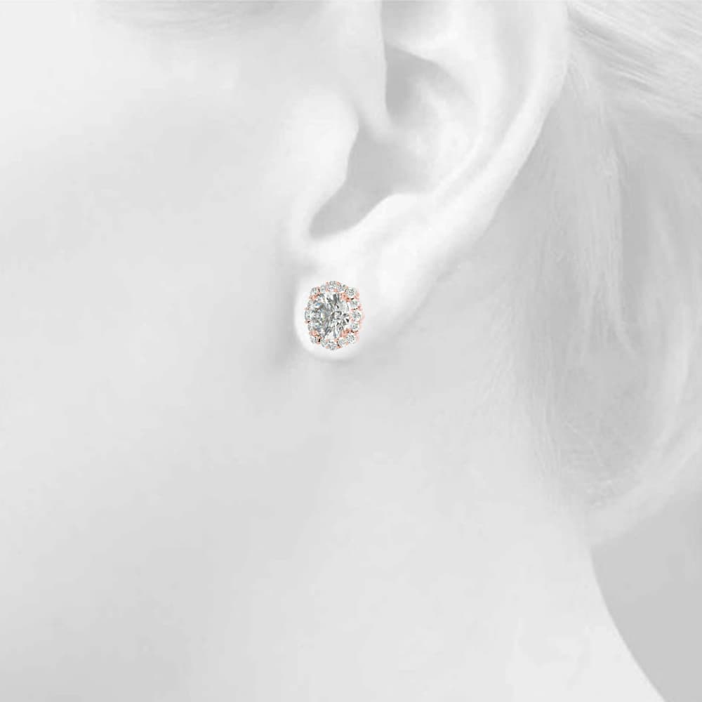 Floral Halo Studs Earrings (0.2 ct. tw.), Top view in rose gold