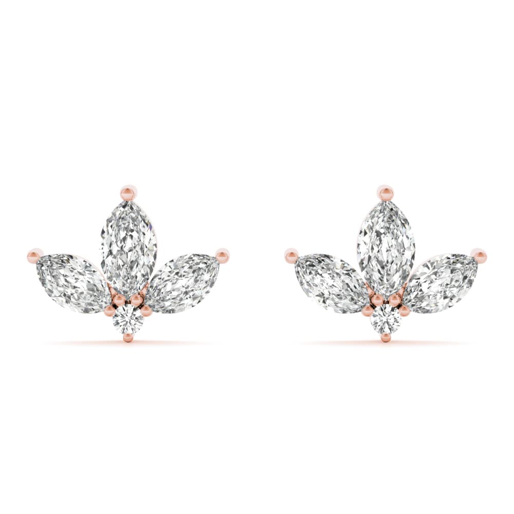 Marquise Floral Earrings (0.44 ct. tw.), Front view in rose gold