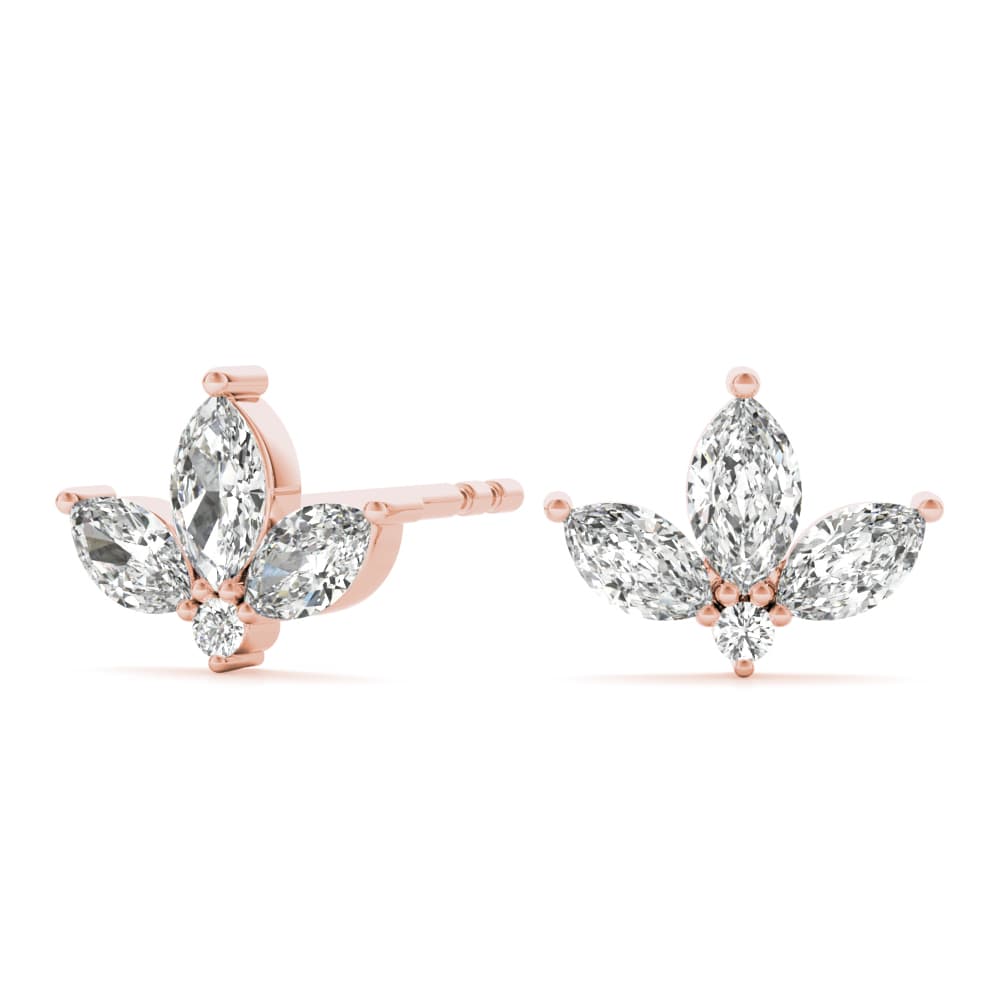 Marquise Floral Earrings (0.44 ct. tw.), On hand view in rose gold