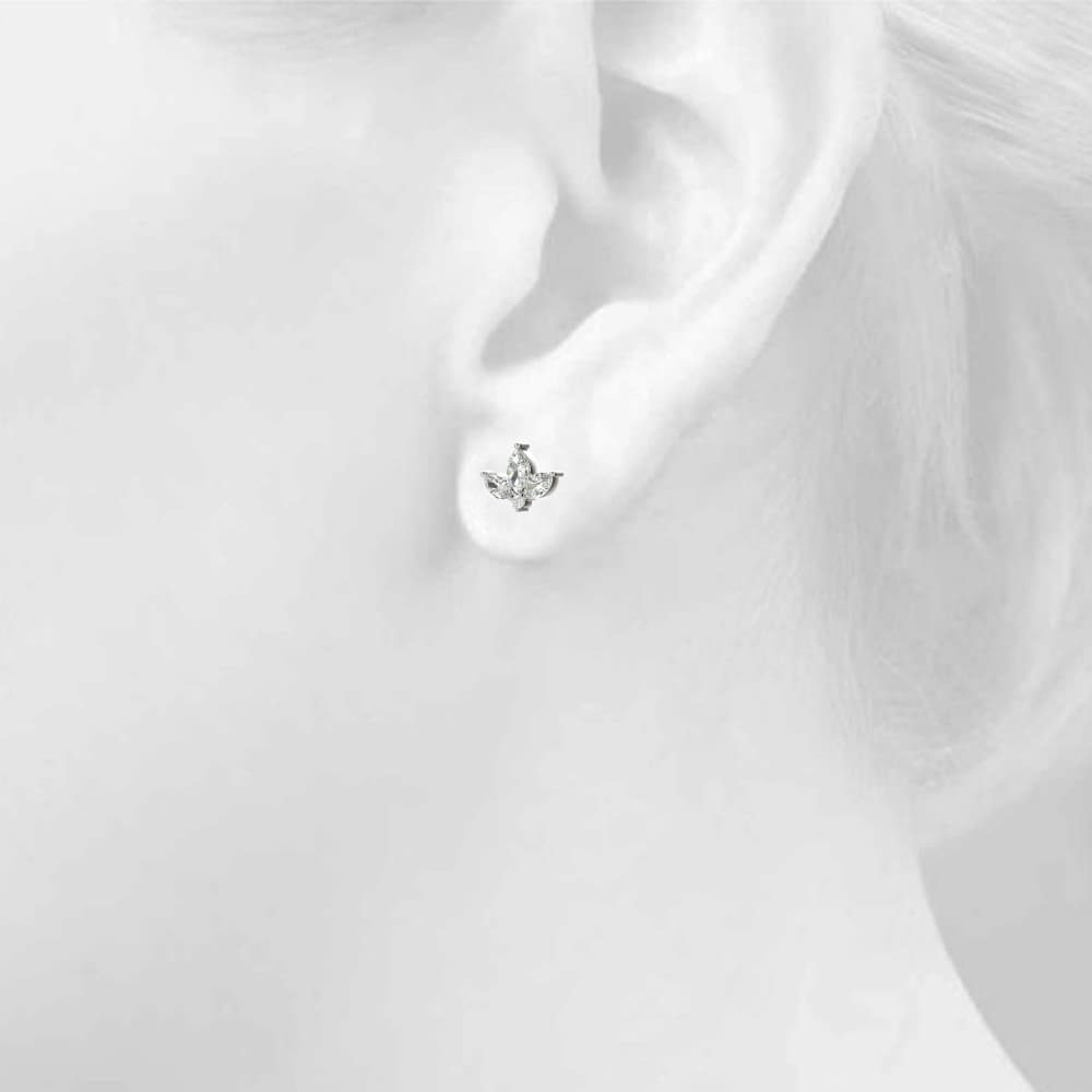 Marquise Floral Earrings (0.44 ct. tw.), Top view in white gold or platinum