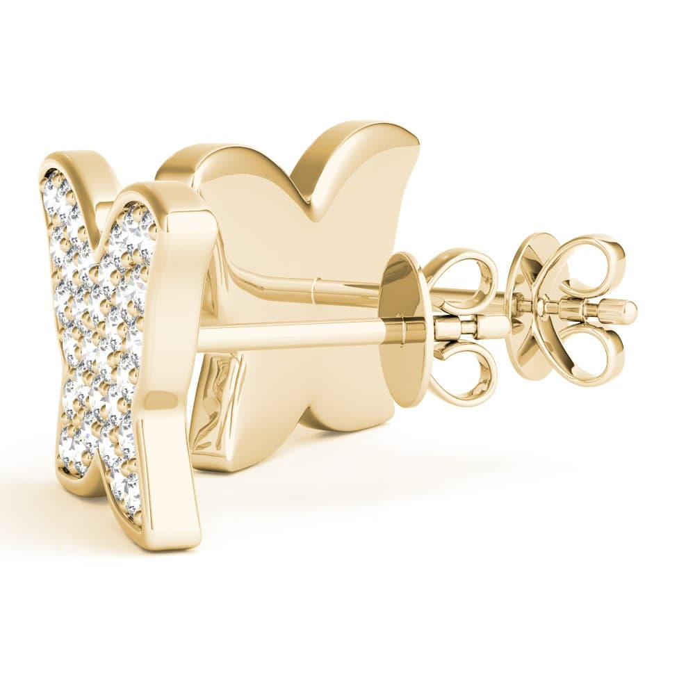Butterfly Earrings (1/3 ct. tw.), On hand view in yellow gold