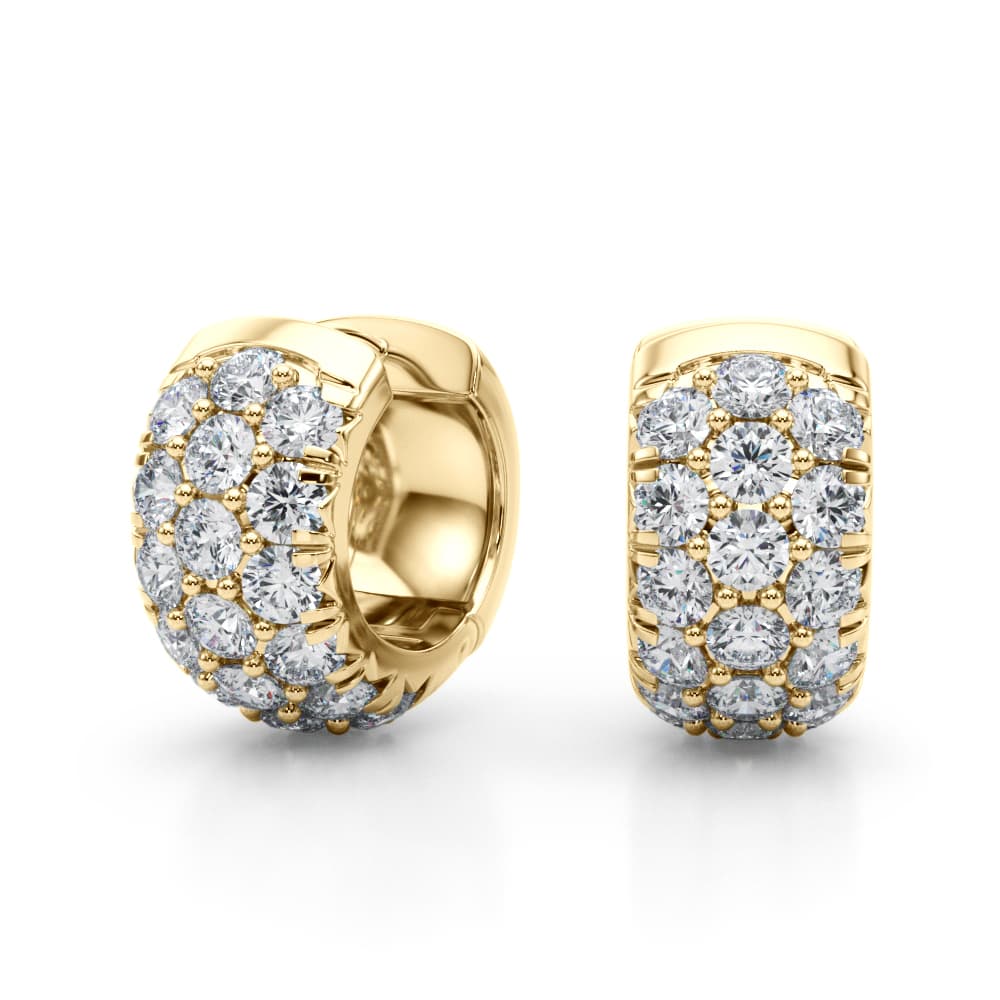 3-Row Huggie Earrings (2 ct. tw.), Front view in yellow gold