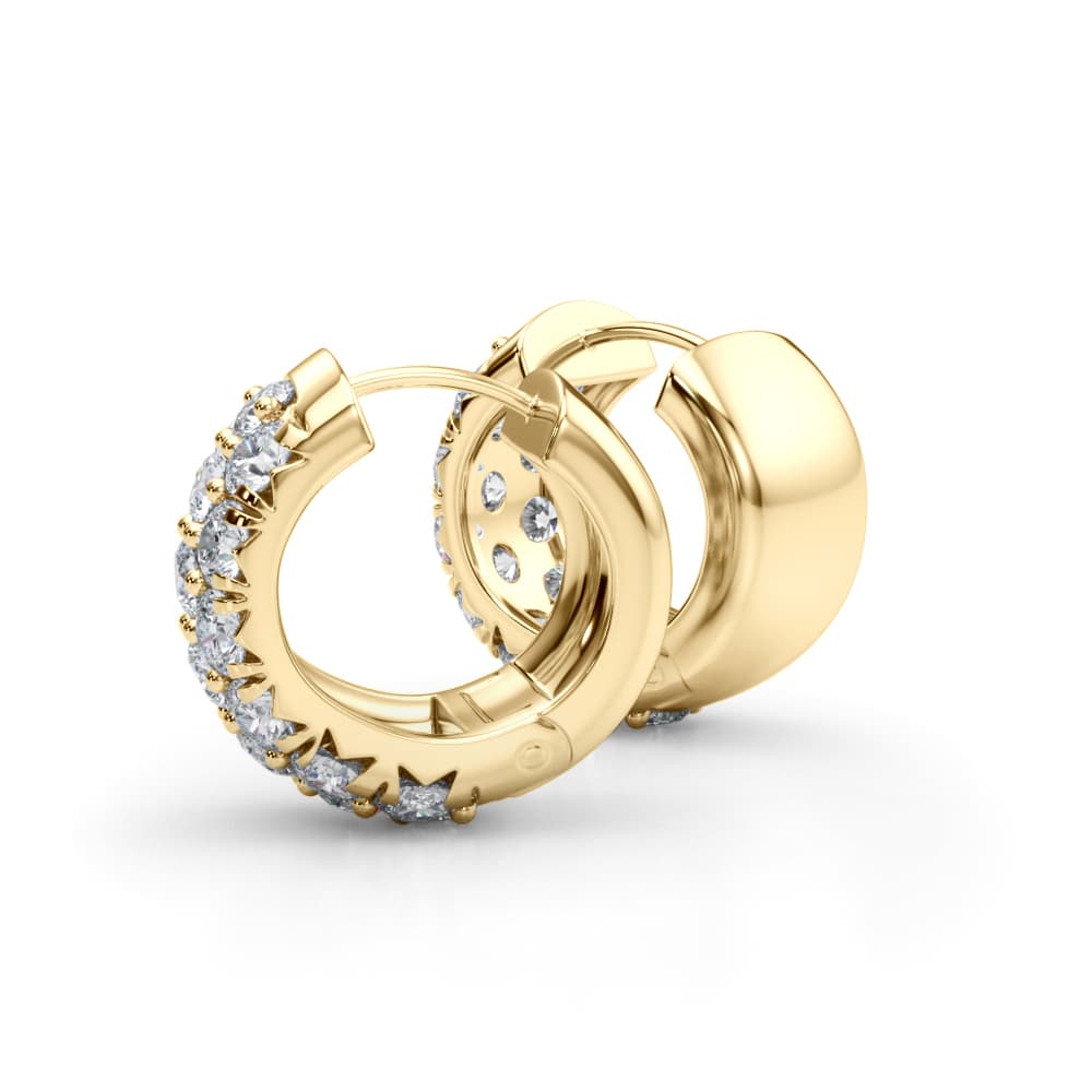 3-Row Huggie Earrings (2 ct. tw.), Angle view in yellow gold