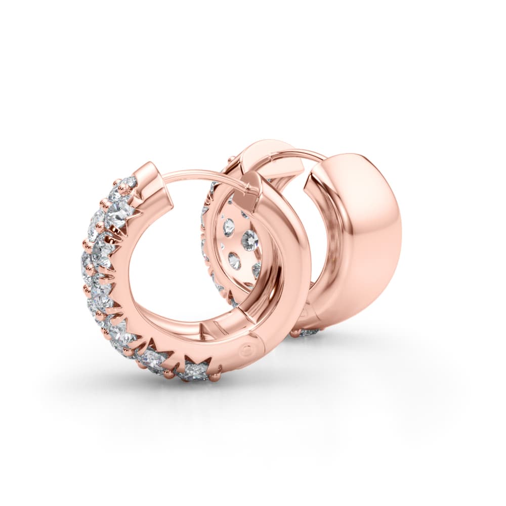 3-Row Huggie Earrings (2 ct. tw.), Angle view in rose gold