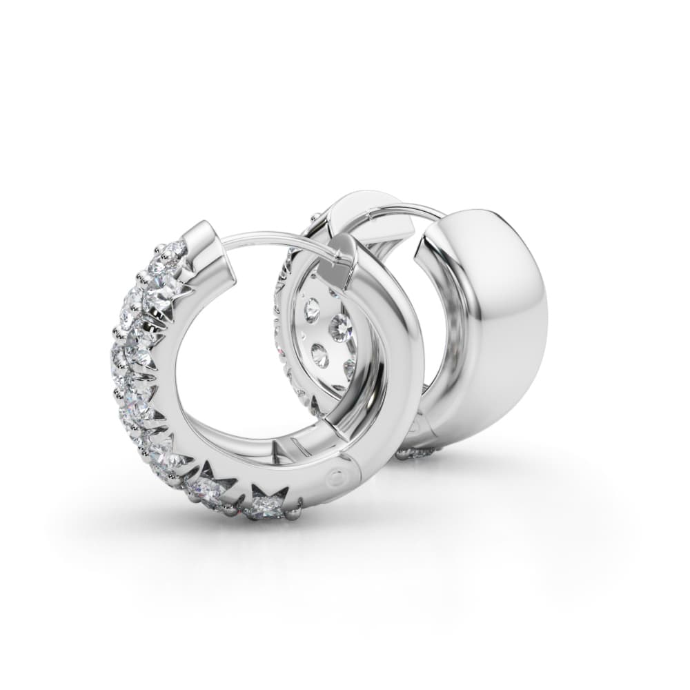 3-Row Huggie Earrings (3 ct. tw.), Angle view in white gold or platinum