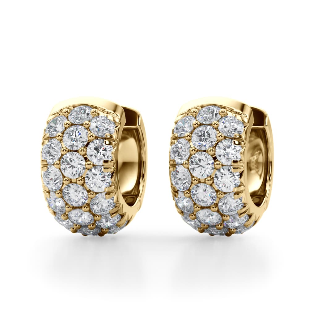 3-Row Huggie Earrings (2 ct. tw.), On hand view in yellow gold