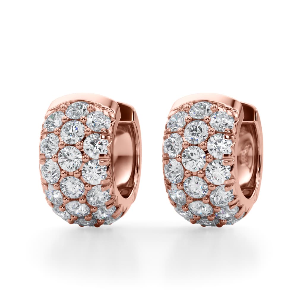 3-Row Huggie Earrings (2 ct. tw.), On hand view in rose gold