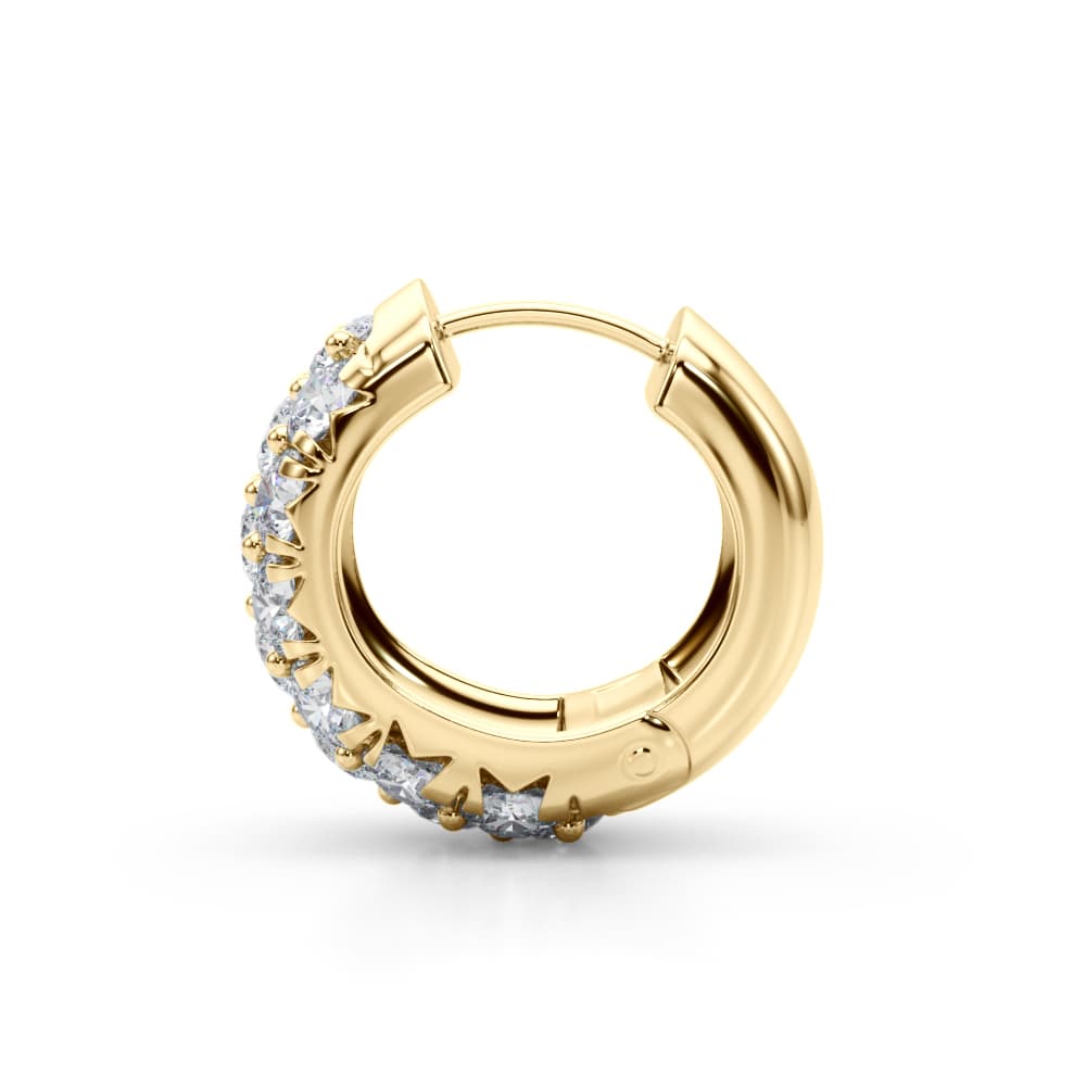 3-Row Huggie Earrings (2 ct. tw.), Side view in yellow gold