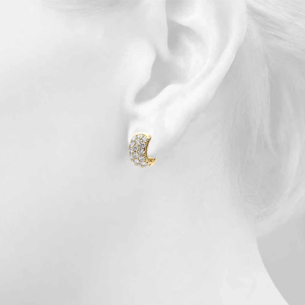 3-Row Huggie Earrings (2 ct. tw.), Top view in yellow gold