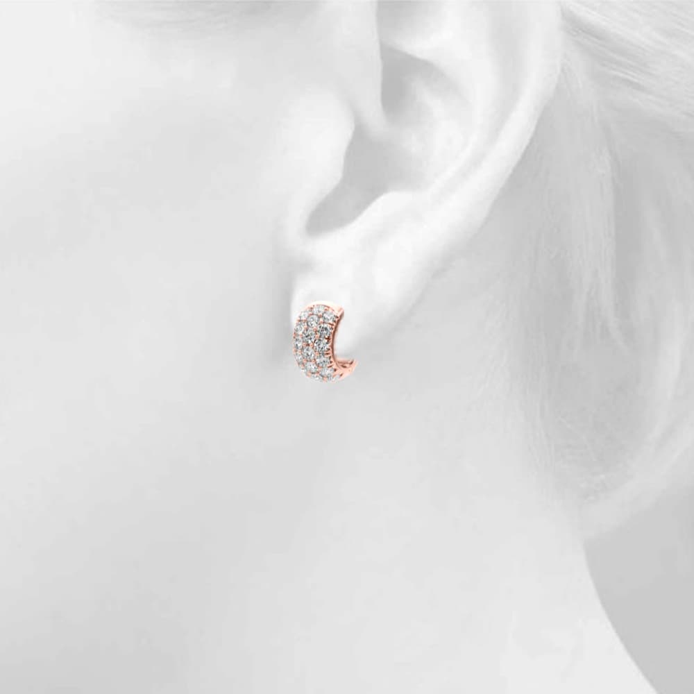 3-Row Huggie Earrings (2 ct. tw.), Top view in rose gold
