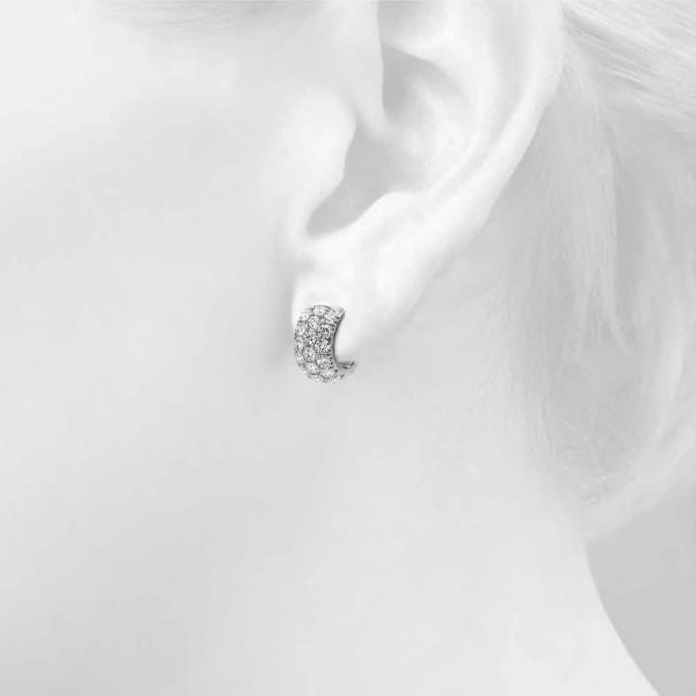 3-Row Huggie Earrings (3 ct. tw.), Top view in white gold or platinum