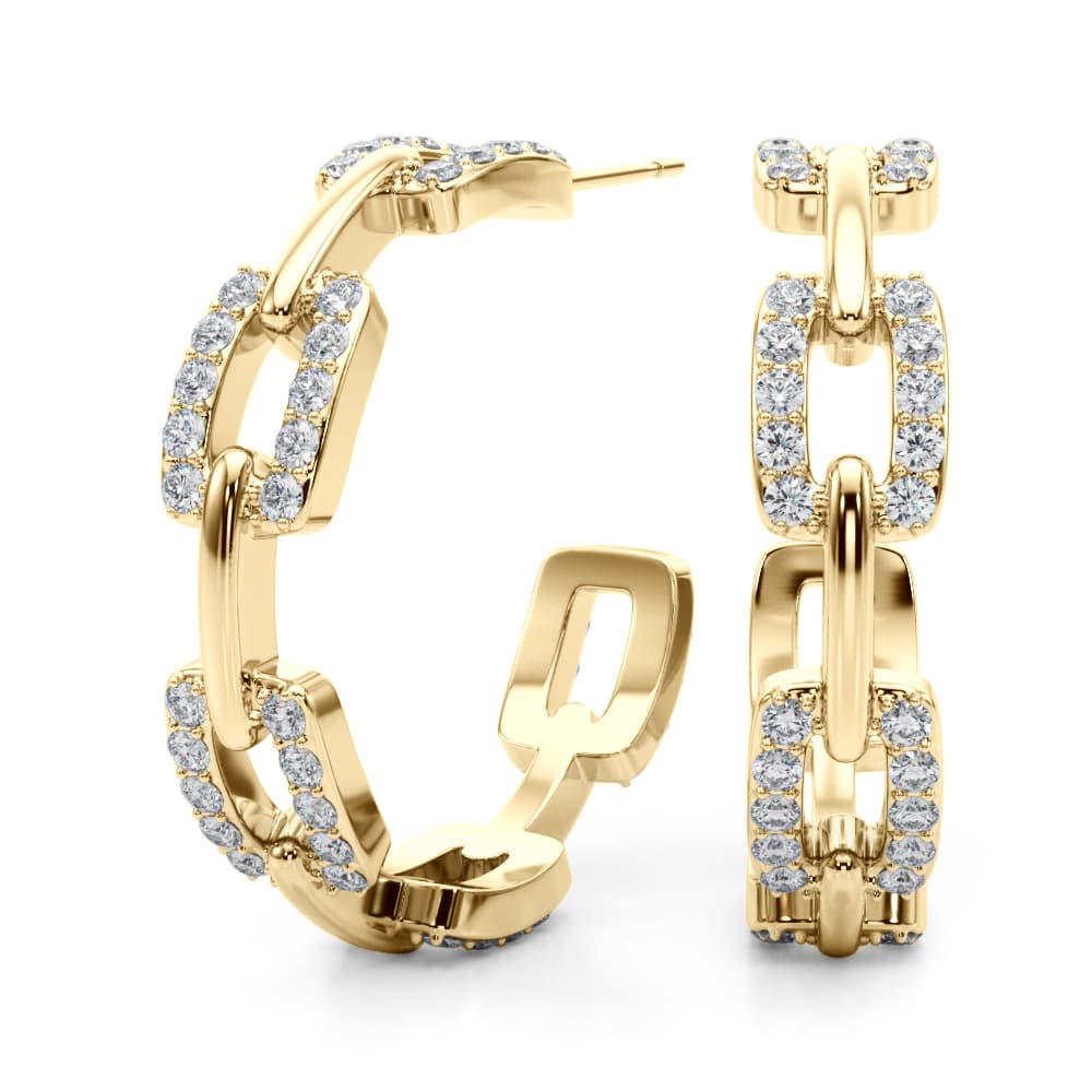 Chain Link Fashion Earrings (1.04 ct. tw.), Front view in yellow gold