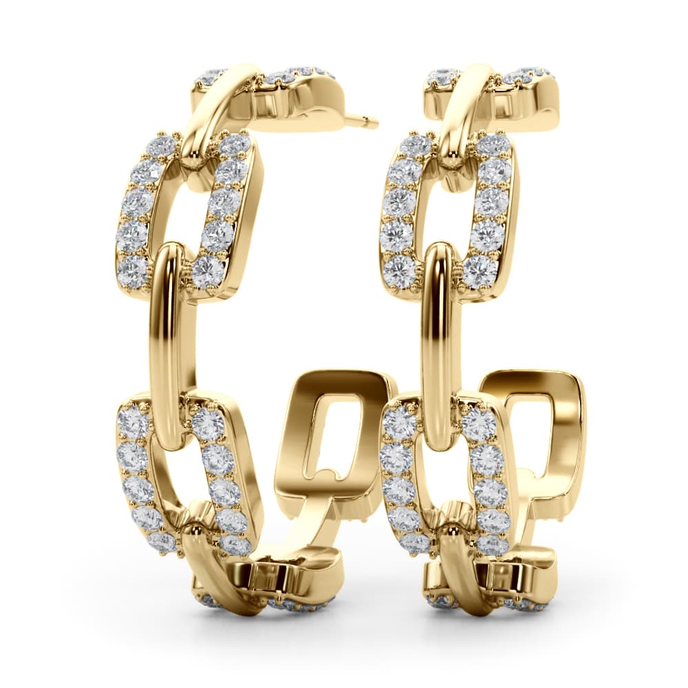 Chain Link Fashion Earrings (1.04 ct. tw.), On hand view in yellow gold