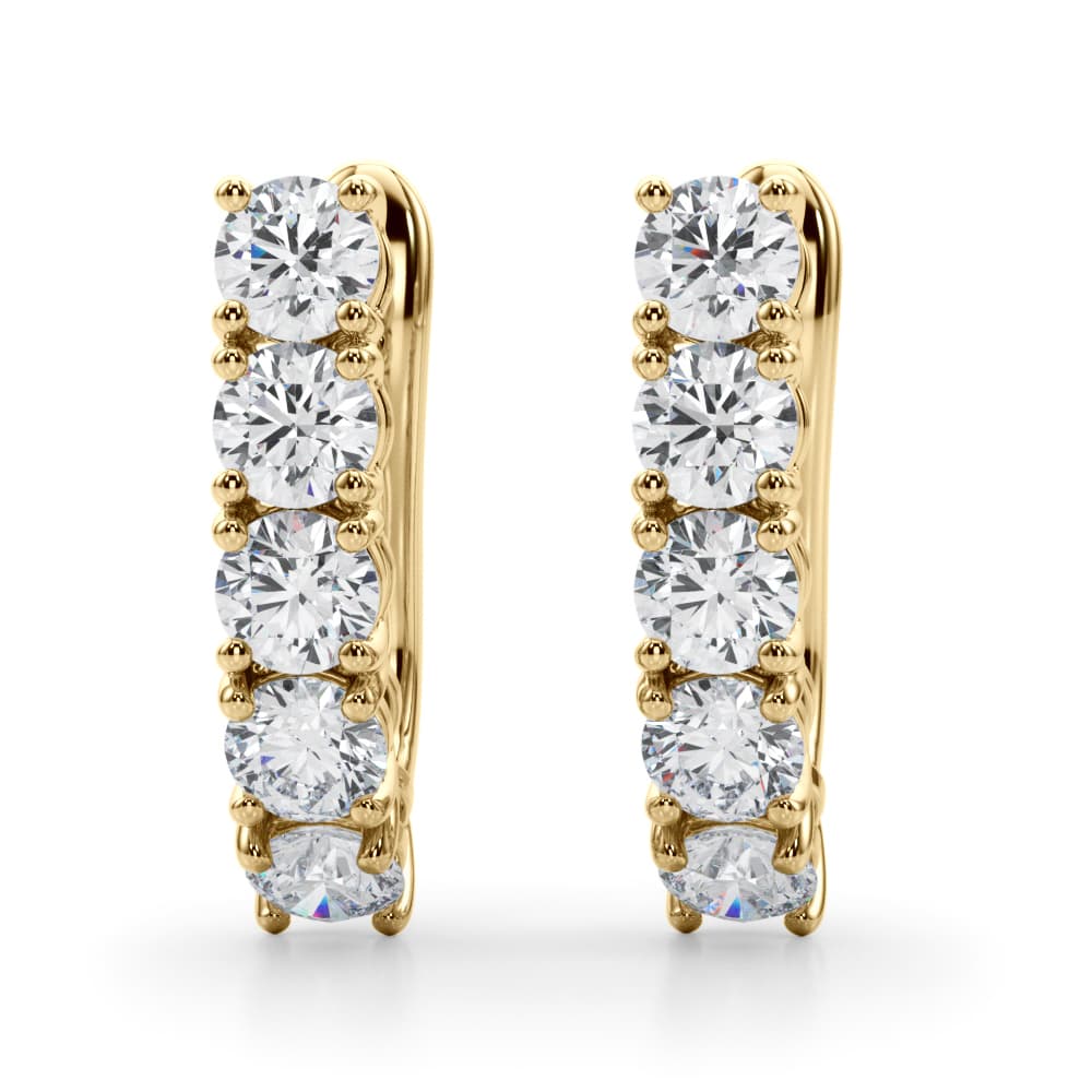 Prong Set Hinged Hoop Earrings (2 ct. tw.), Angle view in yellow gold