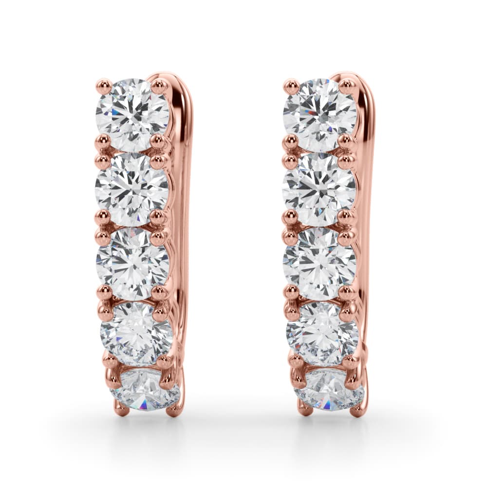 Prong Set Hinged Hoop Earrings (2 ct. tw.), Angle view in rose gold