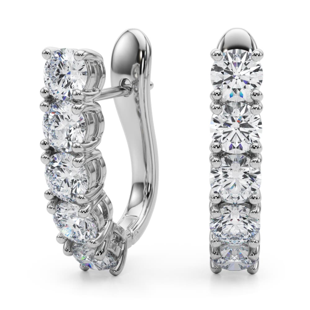 Prong Set Hinged Hoop Earrings — 1 ctw — View 1