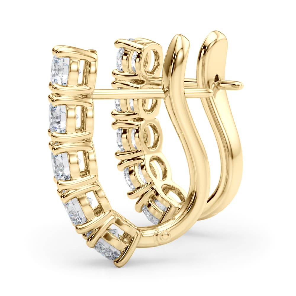 Prong Set Hinged Hoop Earrings (2 ct. tw.), On hand view in yellow gold