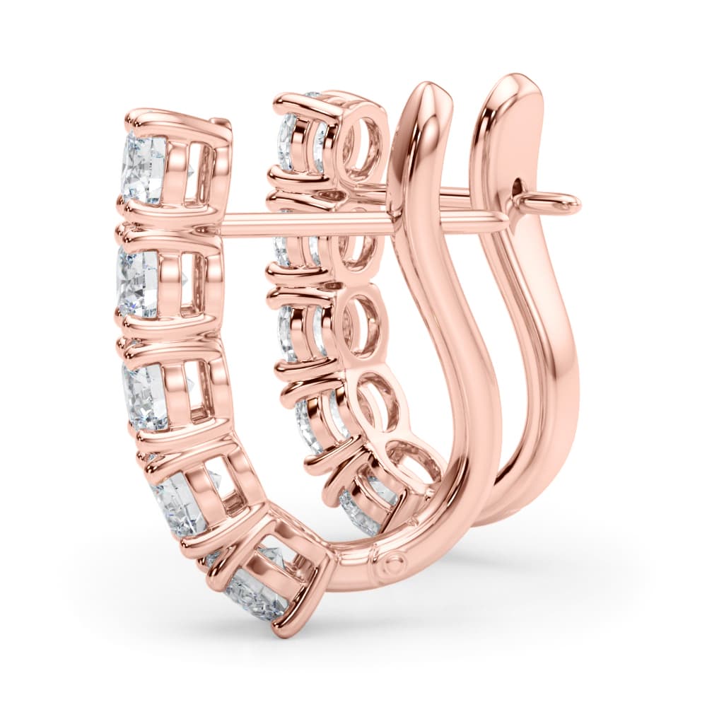 Prong Set Hinged Hoop Earrings (2 ct. tw.), On hand view in rose gold