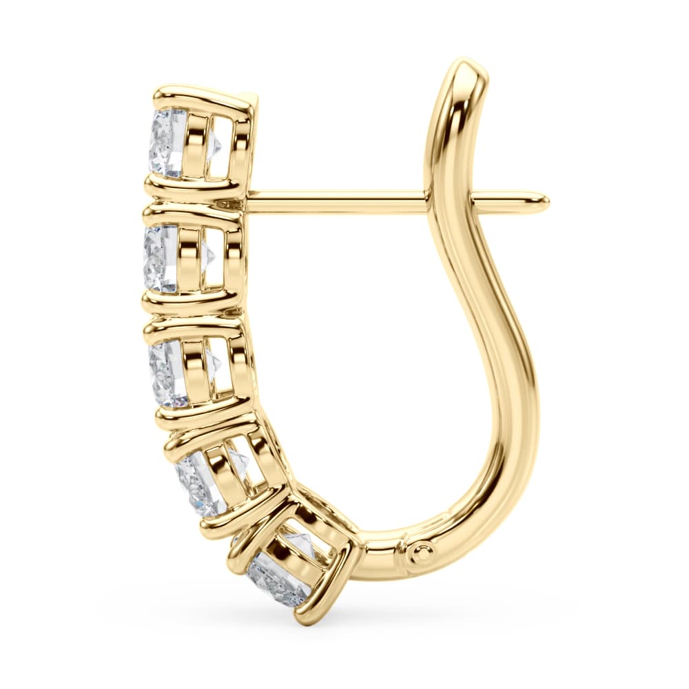 Prong Set Hinged Hoop Earrings (2 ct. tw.), Side view in yellow gold