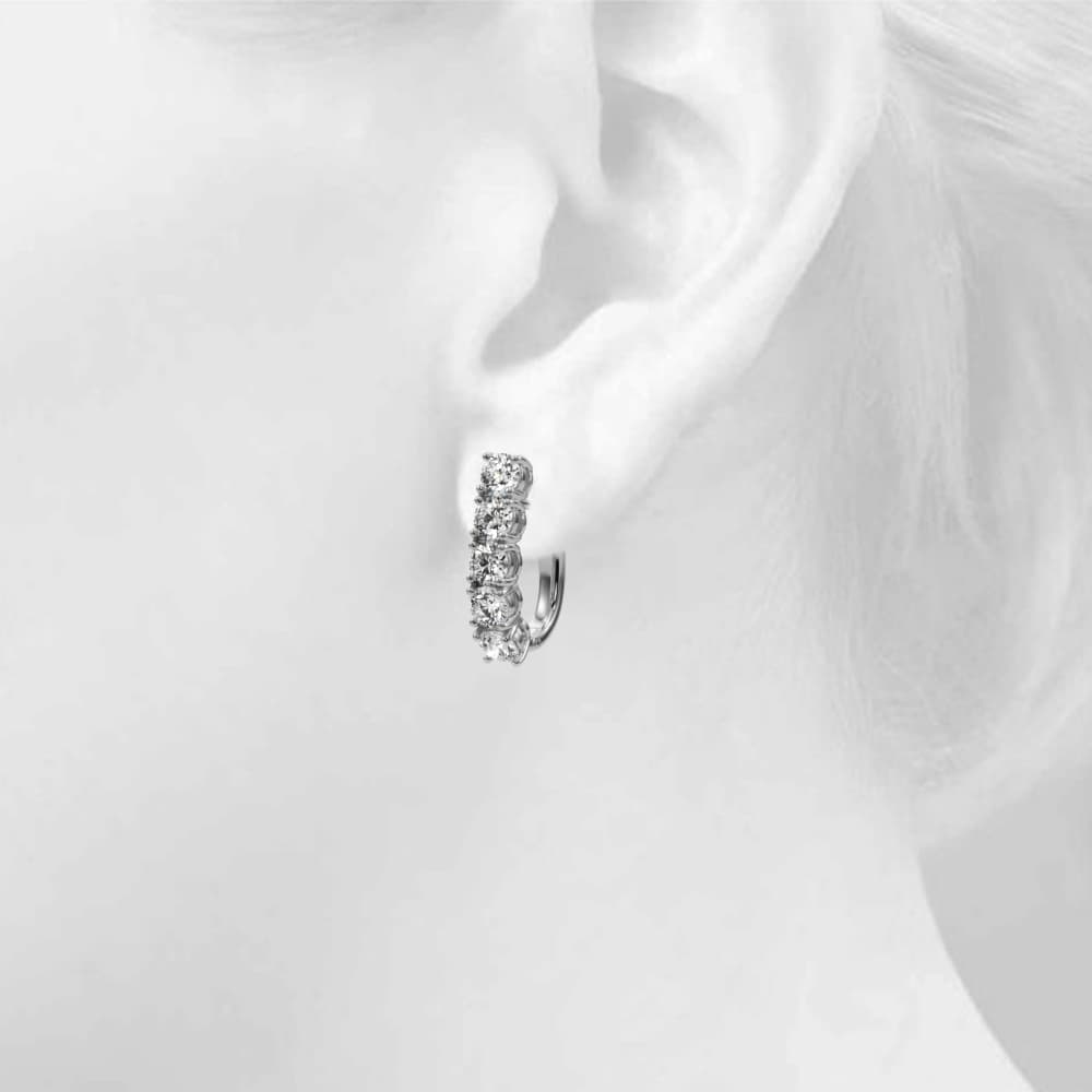 Prong Set Hinged Hoop Earrings (4 ct. tw.), Top view in white gold or platinum