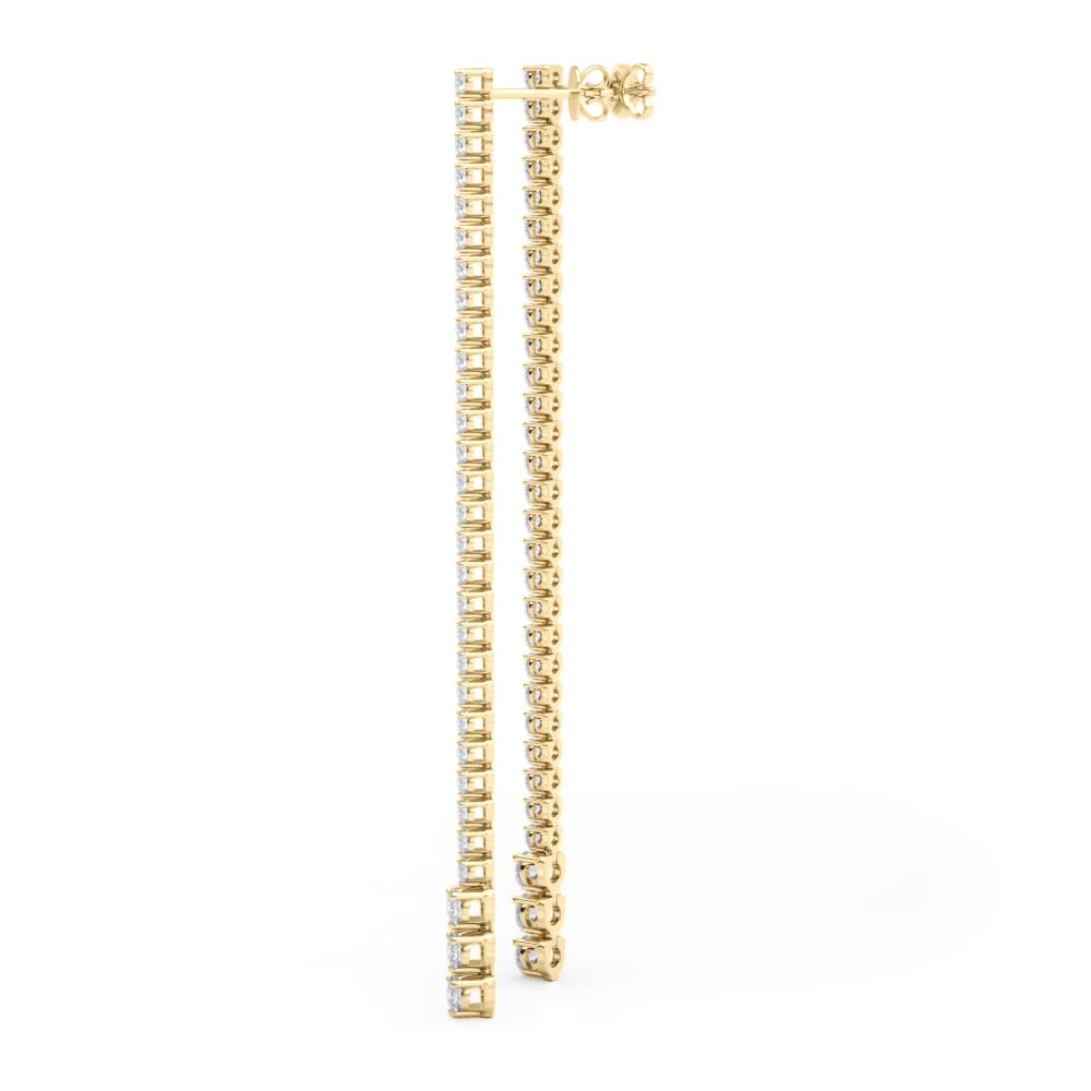 Graduating Drop Earrings (2.22 ct. tw.), On hand view in yellow gold