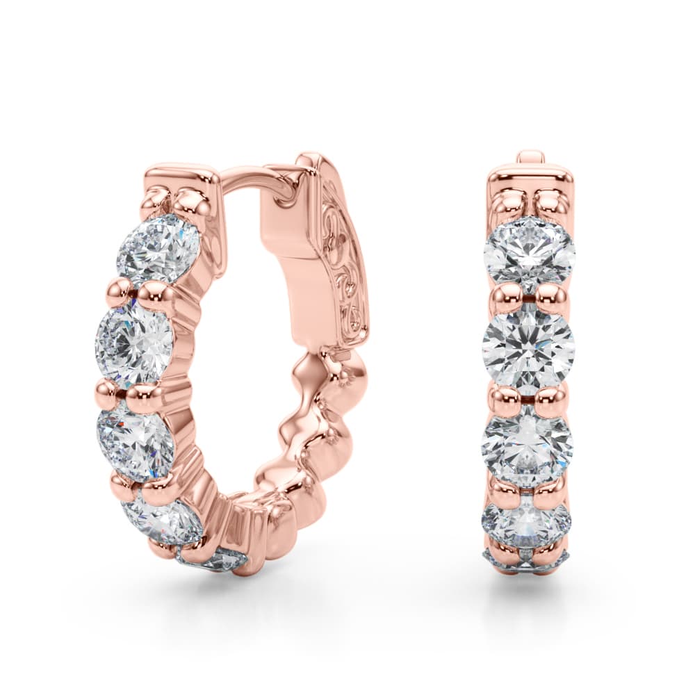 Shared Prong Hoop Earrings (1.6 ct. tw.), Front view in rose gold