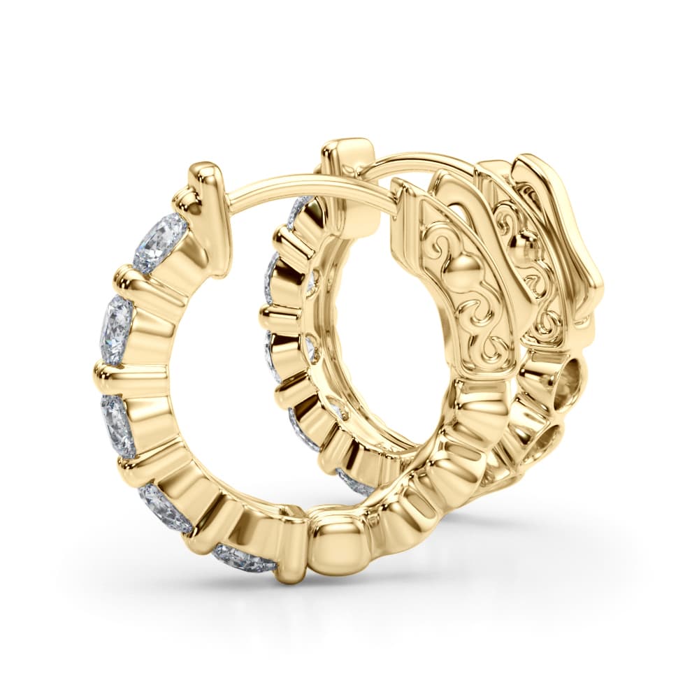 Shared Prong Hoop Earrings (1.6 ct. tw.), On hand view in yellow gold