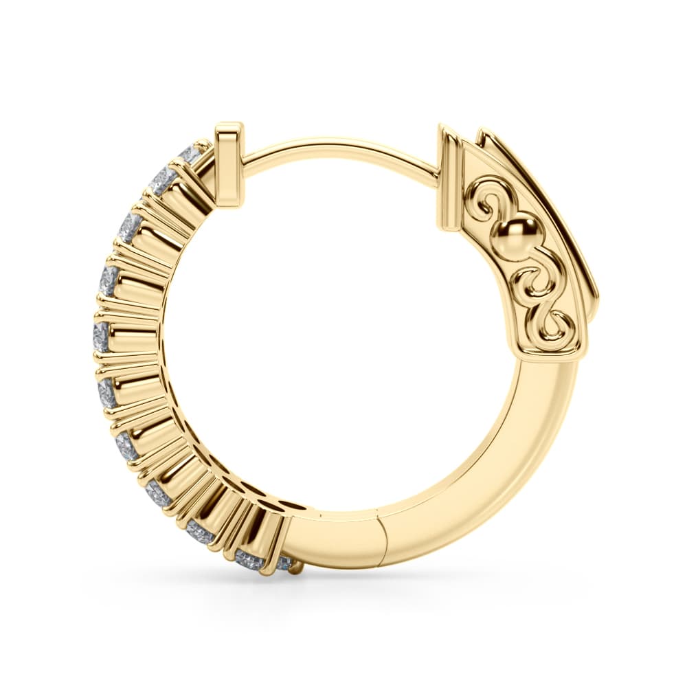Double Row Pavé Vault Lock Hoop Earrings (0.84 ct. tw.), Side view in yellow gold