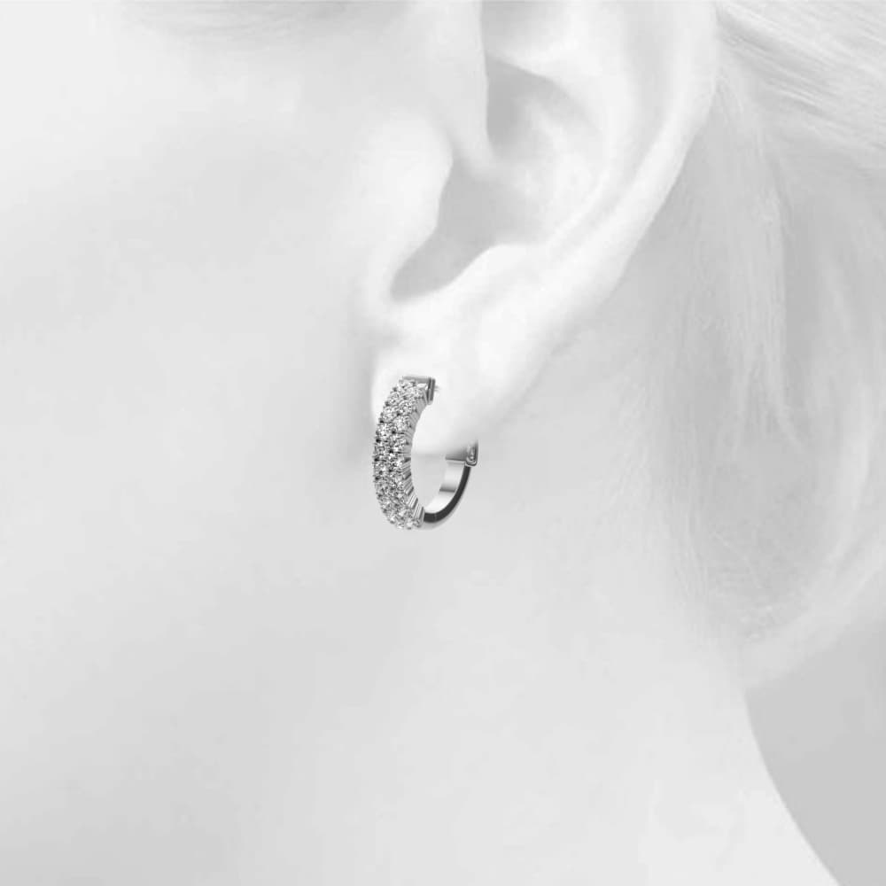 Double Row Pavé Vault Lock Hoop Earrings (1 1/8 ct. tw.), Top view in white gold or platinum