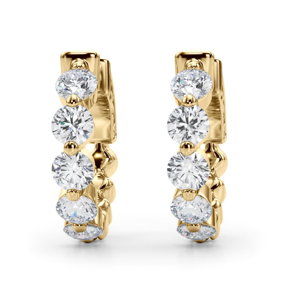 Single Shared-Prong Vault Lock Hoop Earrings (1 ct. tw.), Angle view in yellow gold