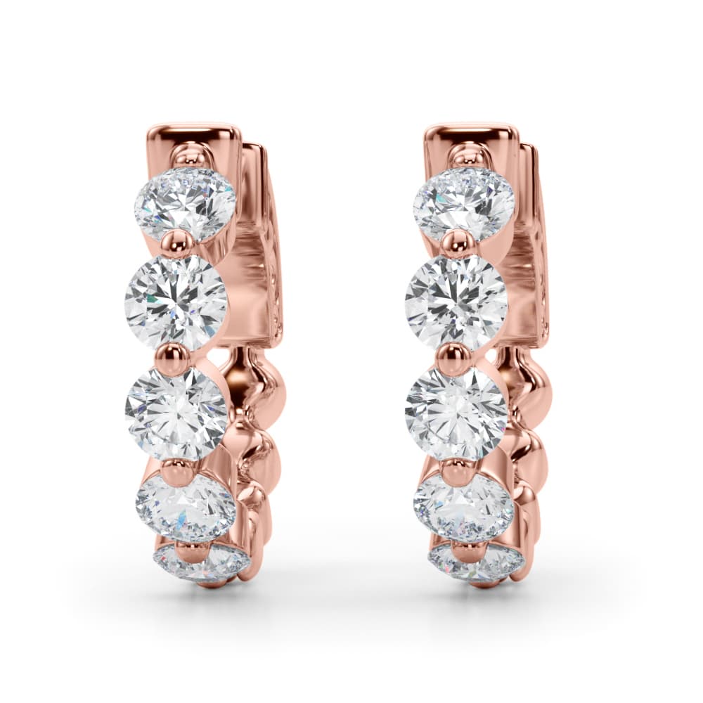 Single Shared-Prong Vault Lock Hoop Earrings (1 ct. tw.), Angle view in rose gold