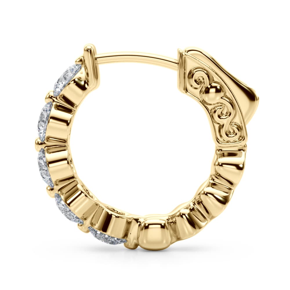 Single Shared-Prong Vault Lock Hoop Earrings (1 ct. tw.), Side view in yellow gold