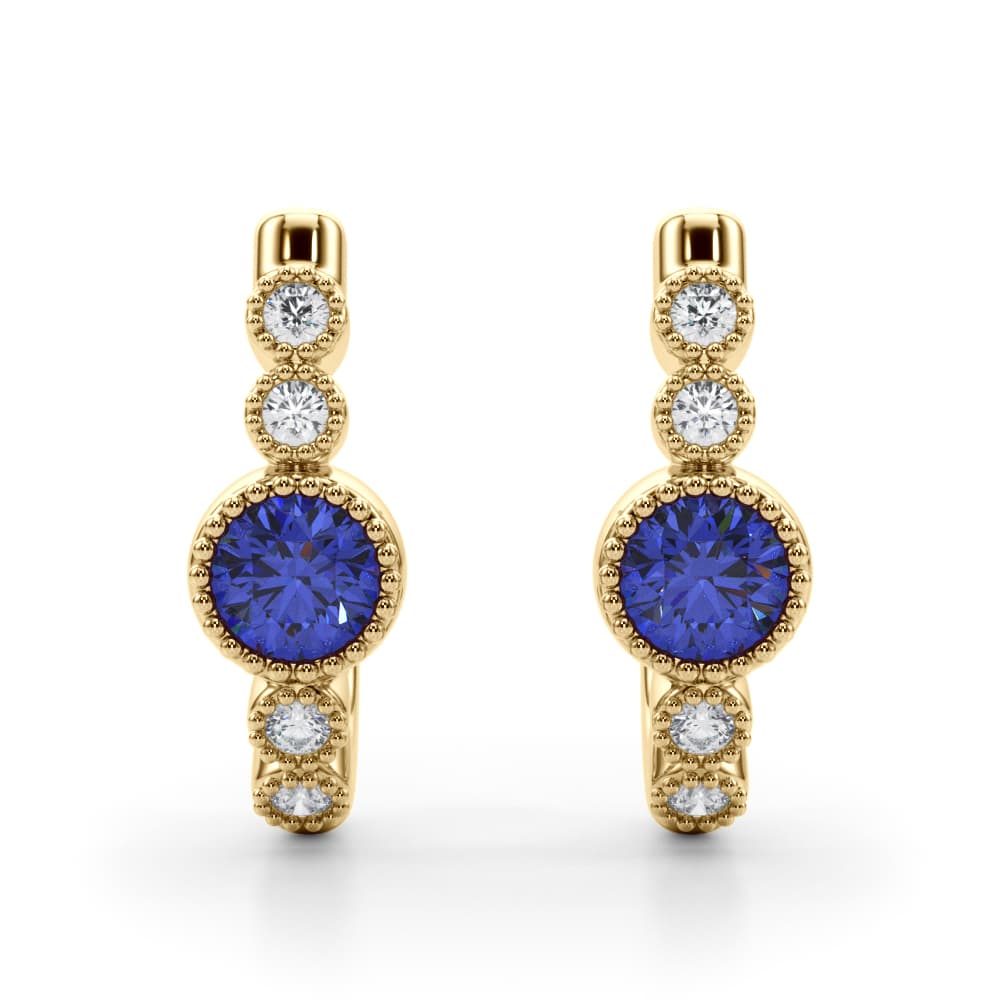 Bezel Set Milgrain Fashion Earrings (5/8 ct. tw.), Front view in yellow gold