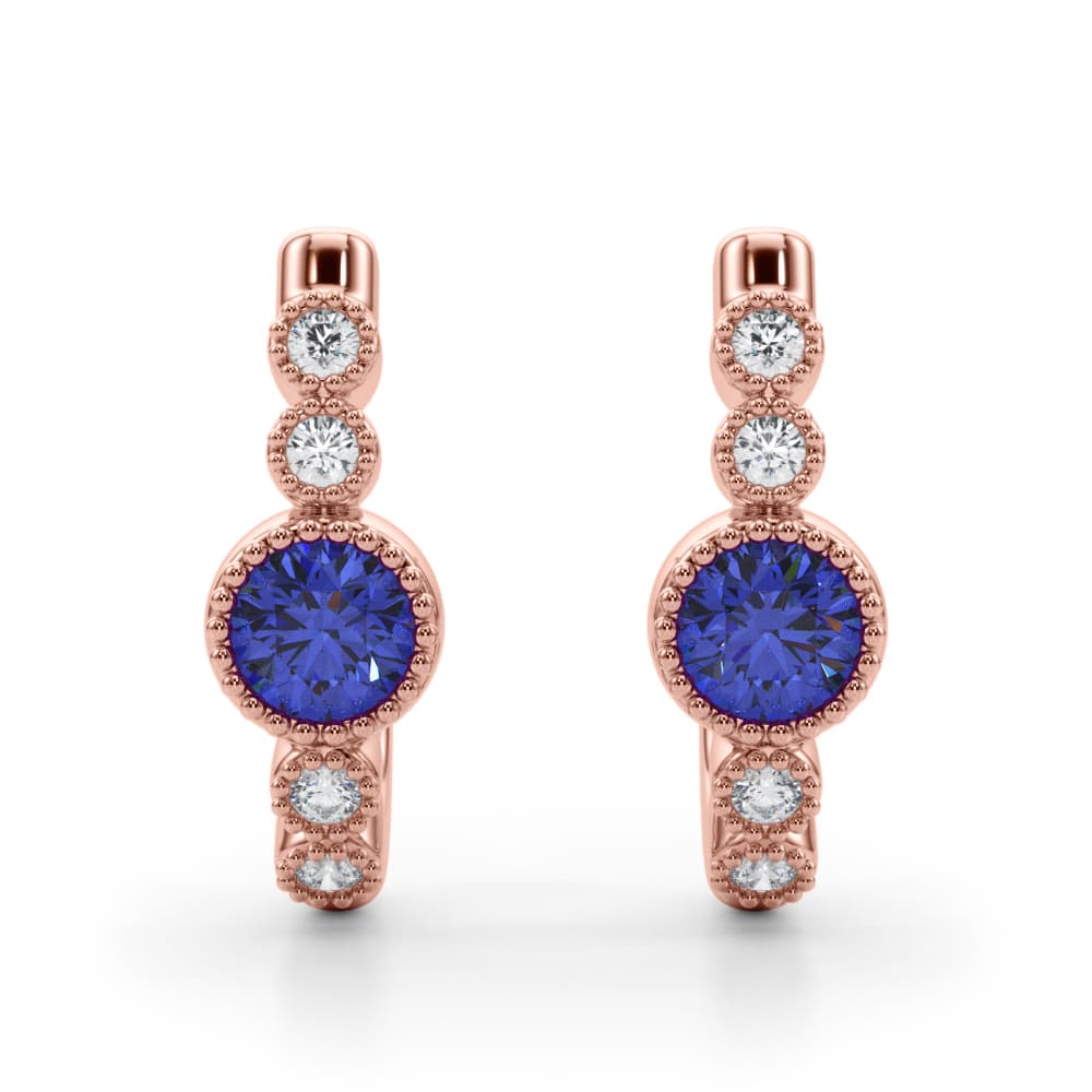 Bezel Set Milgrain Fashion Earrings (5/8 ct. tw.), Front view in rose gold