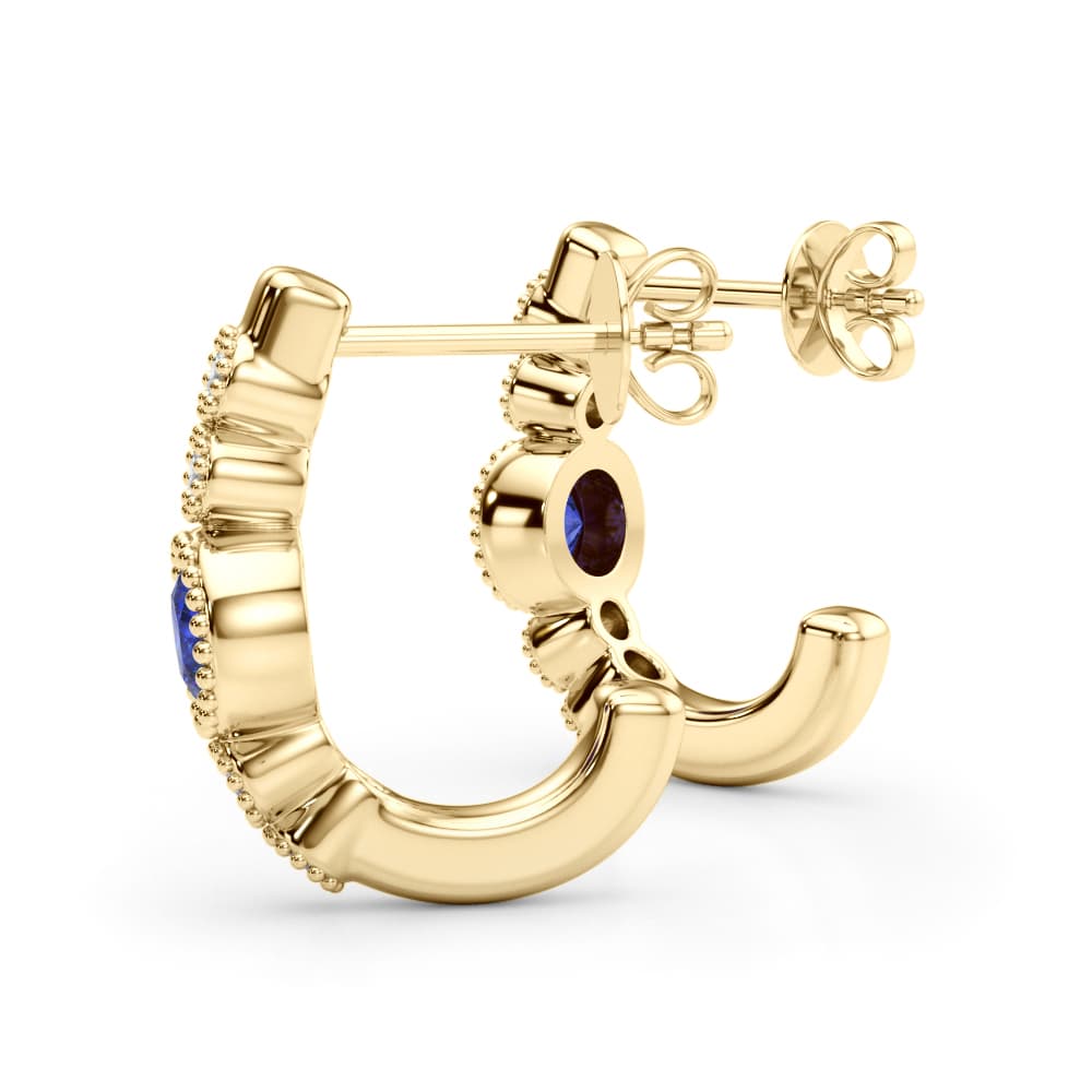 Bezel Set Milgrain Fashion Earrings (5/8 ct. tw.), Angle view in yellow gold