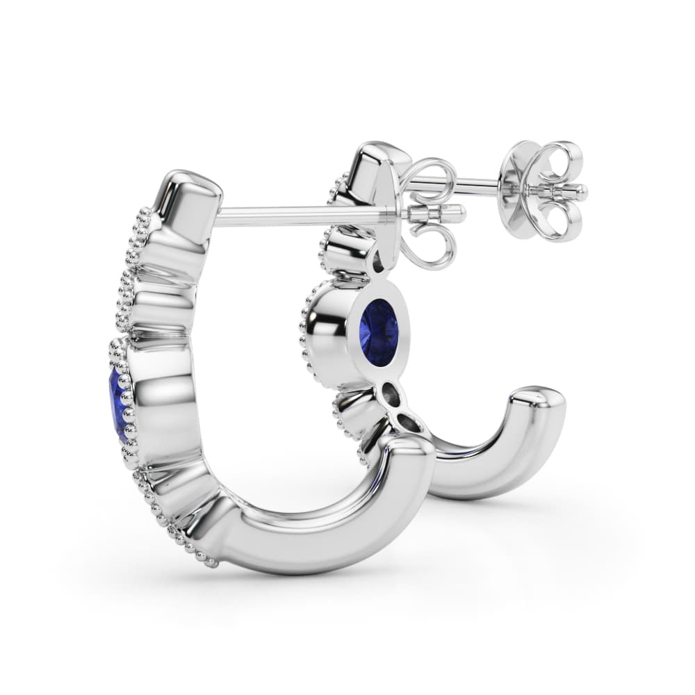 Bezel Set Milgrain Fashion Earrings (5/8 ct. tw.), Angle view in white gold or platinum