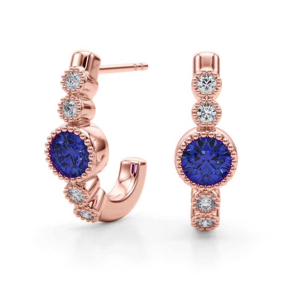 Bezel Set Milgrain Fashion Earrings (5/8 ct. tw.), On hand view in rose gold