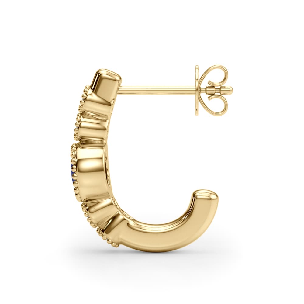 Bezel Set Milgrain Fashion Earrings (5/8 ct. tw.), Side view in yellow gold