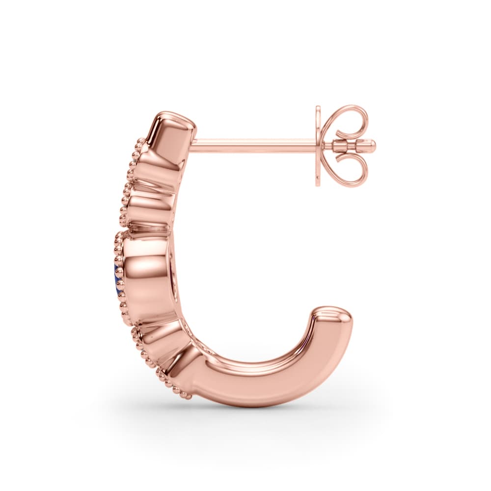 Bezel Set Milgrain Fashion Earrings (5/8 ct. tw.), Side view in rose gold