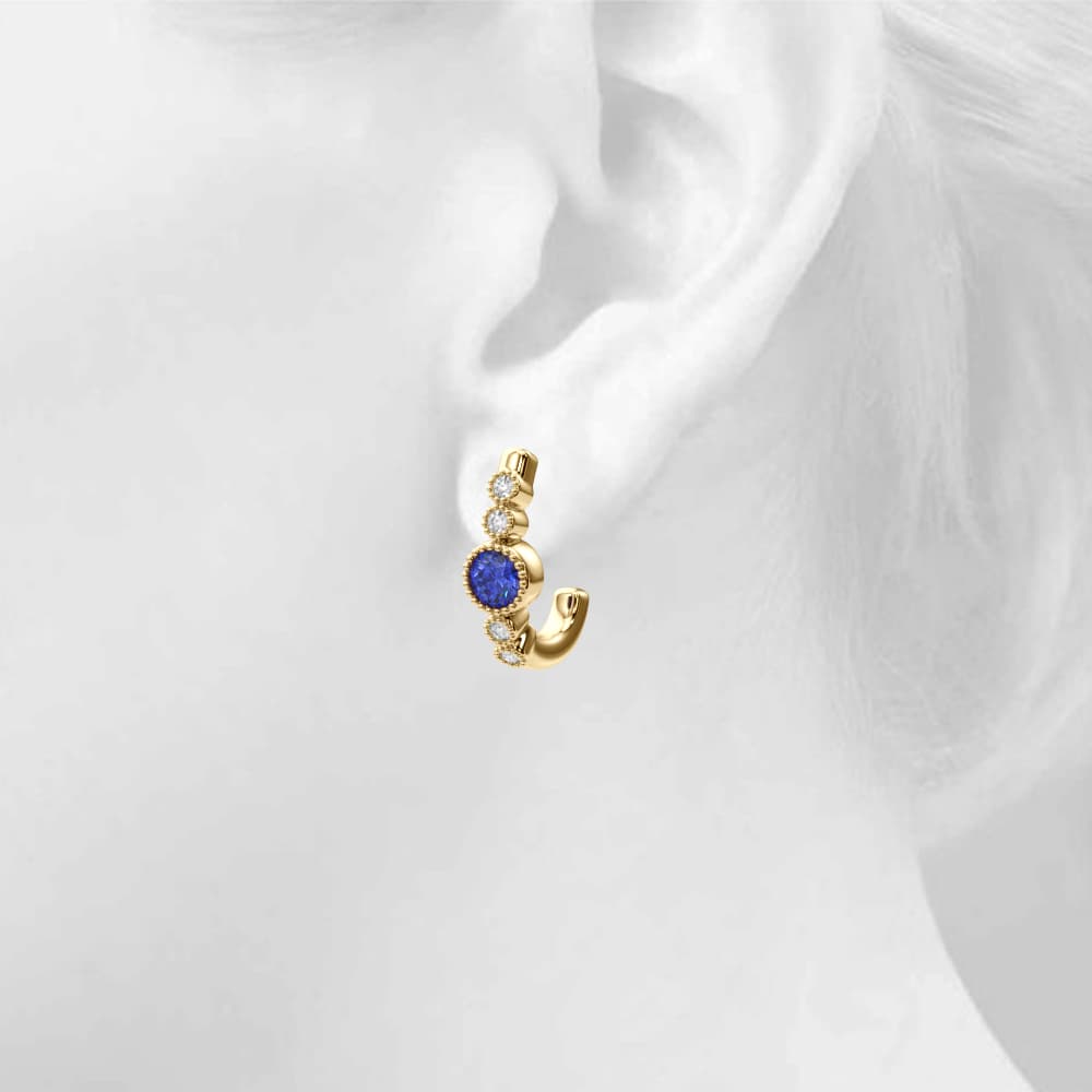 Bezel Set Milgrain Fashion Earrings (5/8 ct. tw.), Top view in yellow gold