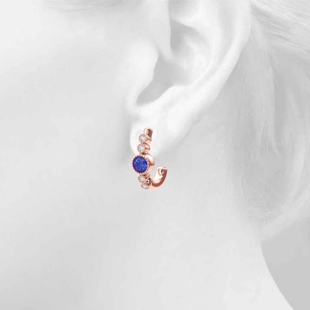 Bezel Set Milgrain Fashion Earrings (5/8 ct. tw.), Top view in rose gold