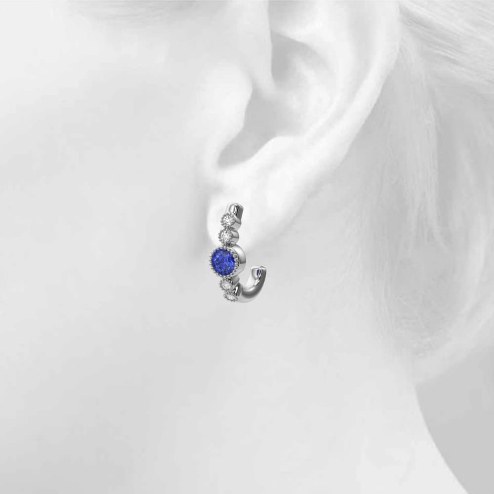 Bezel Set Milgrain Fashion Earrings (5/8 ct. tw.), Top view in white gold or platinum