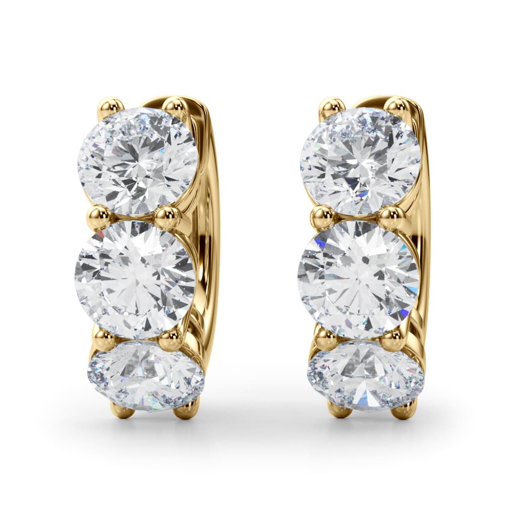 3-Stone Huggies (1.8 ct. tw.), Front view in yellow gold