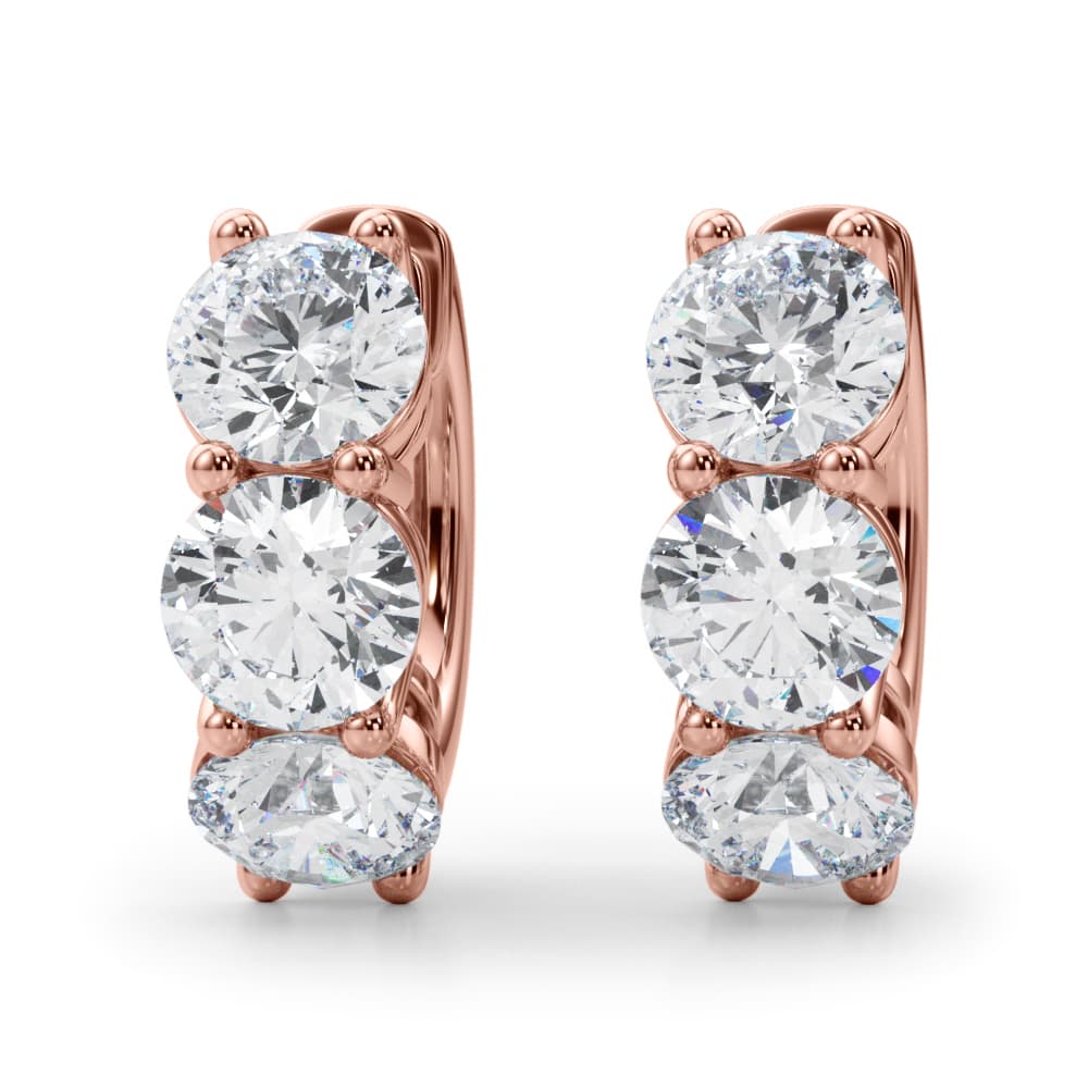 3-Stone Huggies (3.6 ct. tw.), Front view in rose gold