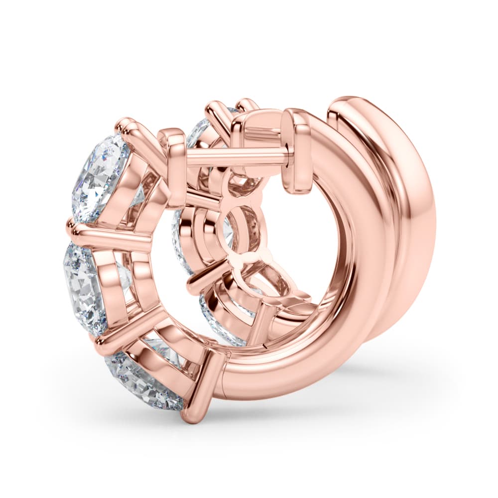 3-Stone Huggies (3.6 ct. tw.), On hand view in rose gold