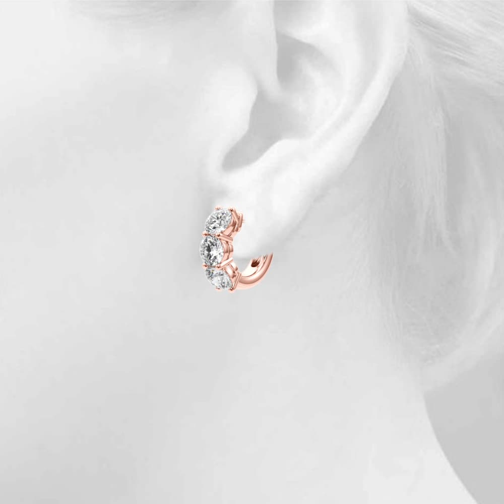 3-Stone Huggies (3.6 ct. tw.), Top view in rose gold