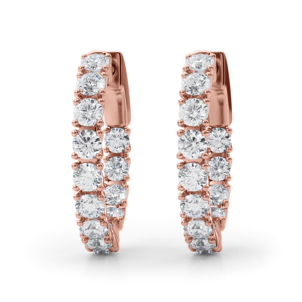 Round Accented Inside-Out Hoop Earrings (2 ct. tw.), Front view in rose gold