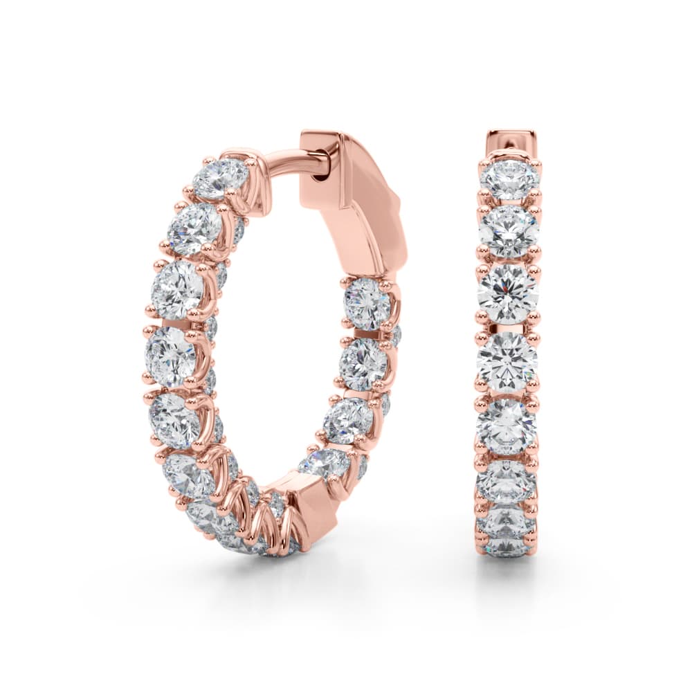 Round Accented Inside-Out Hoop Earrings (2 ct. tw.), Angle view in rose gold