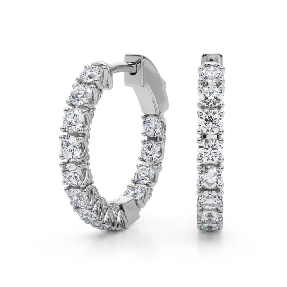 Round Accented Inside-Out Hoop Earrings (1 ct. tw.), Angle view in white gold or platinum